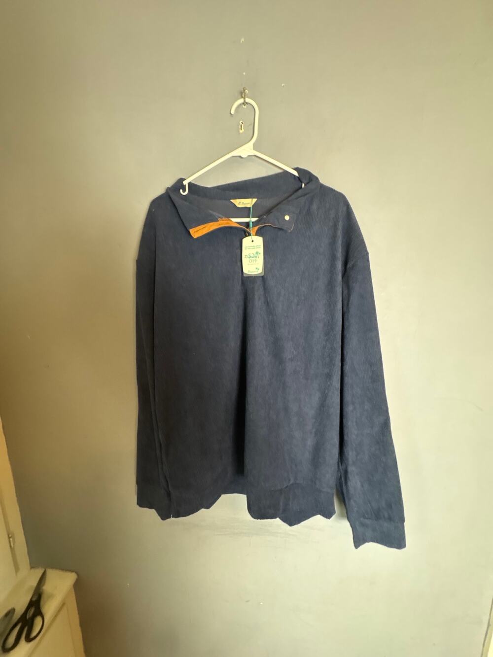 Royaura Men’s Organic Cotton Long Sleeve Shirt Navy Size L